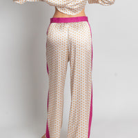 ecru golden starts print silk pyjama bottoms