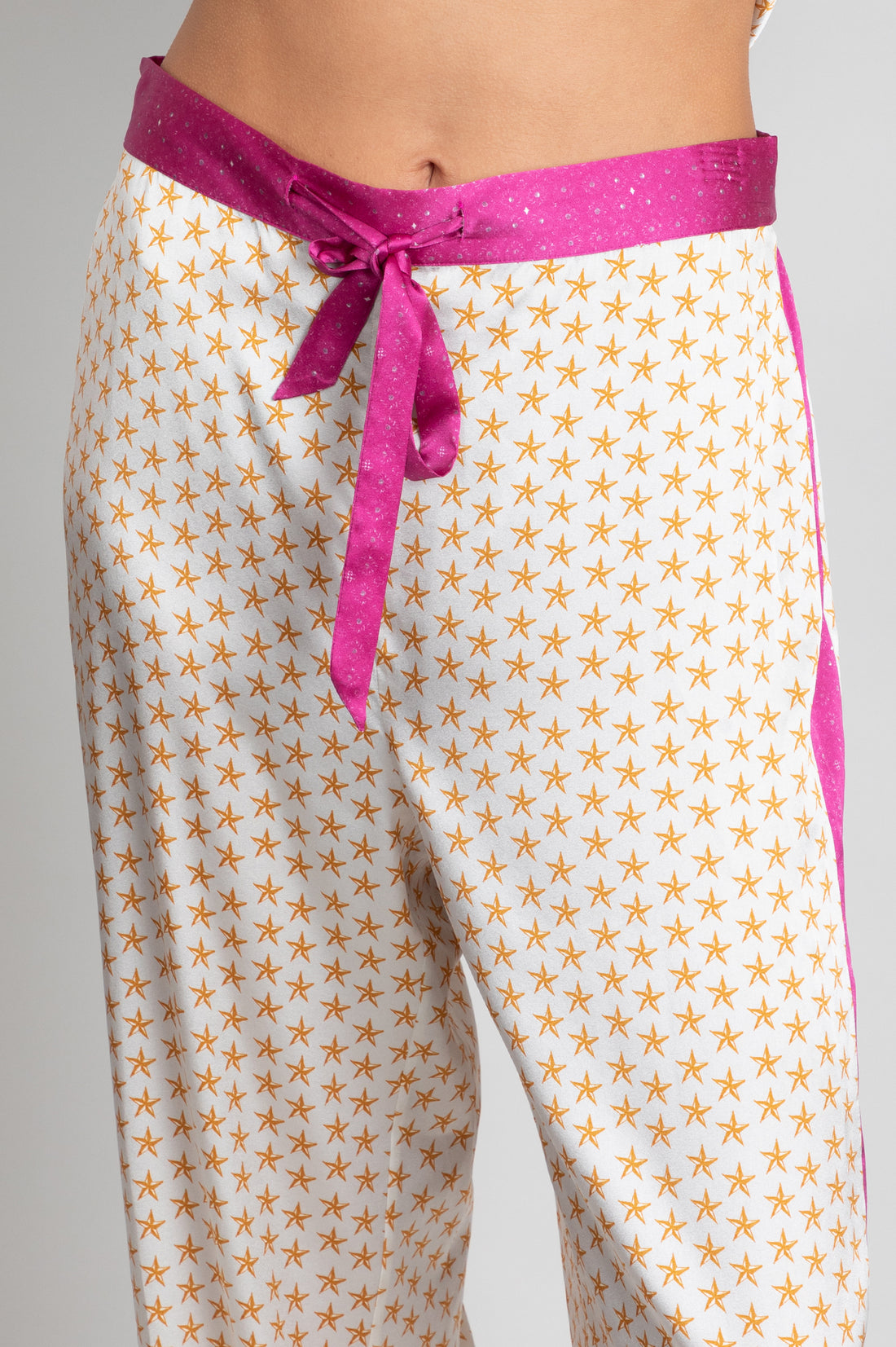 ecru golden starts print silk pyjama bottoms