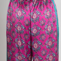 hand painted magenta Persian Parsley inspired tile print silk pyjama bottoms