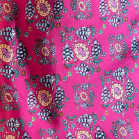 hand painted magenta Persian Parsley inspired tile print silk pyjama bottoms